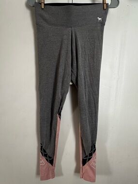 PINK Victoria's Secret Gray Leggings with Pink Accent Panels - X-Small